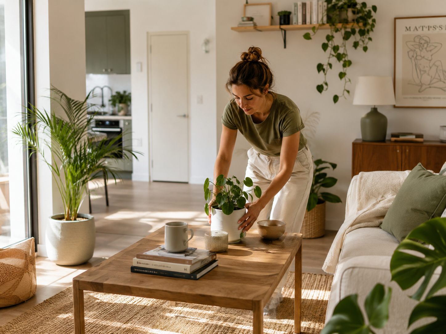 Junge Frau gestaltet ihre erste eigene Wohnung